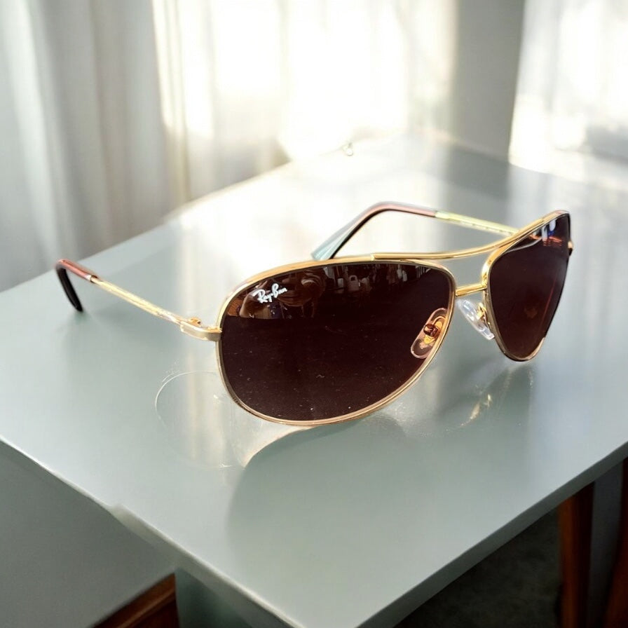 Lentes Ray ban café con dorado caballero