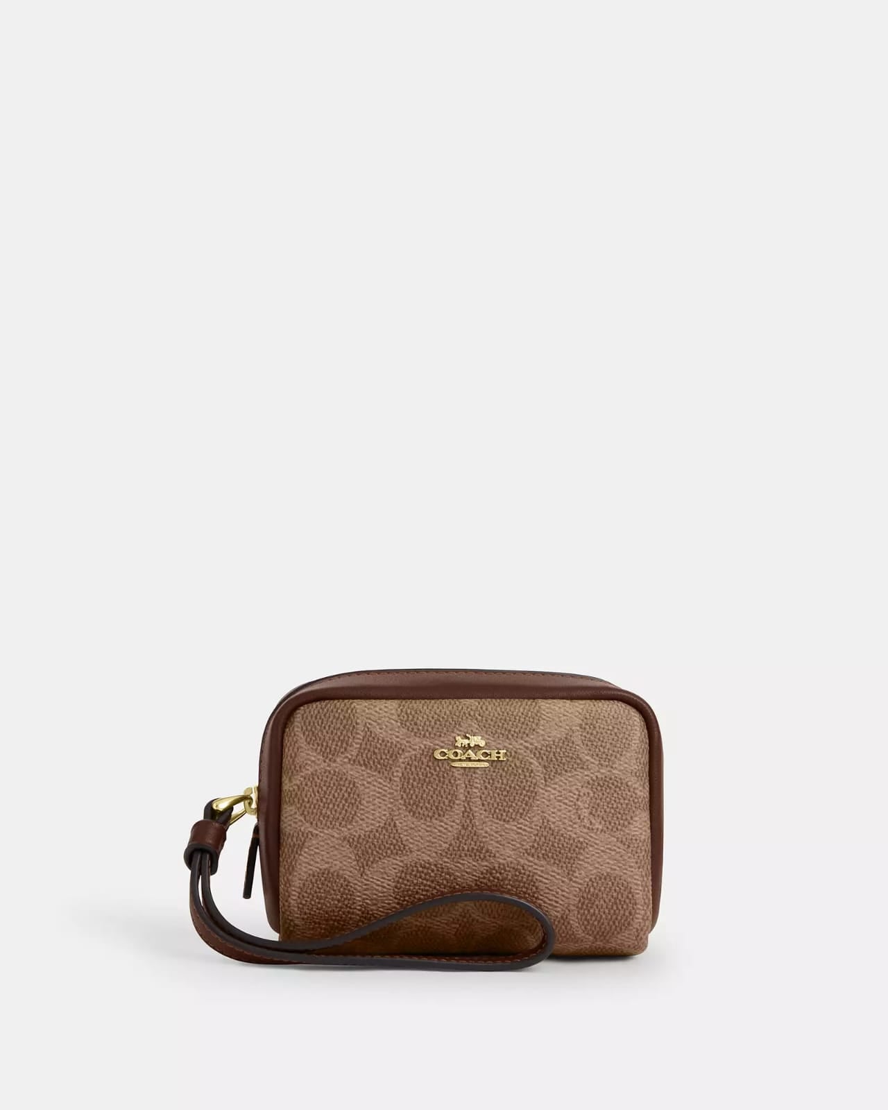 Muñequera/monedero Coach café con monogram Pouch Wristlet