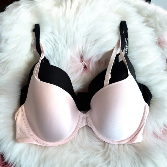 Brasier Calvin K negro y rosa claro 2 pz