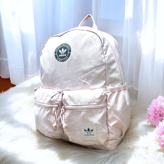 Backpack Adidas rosa claro logo en estampado gris