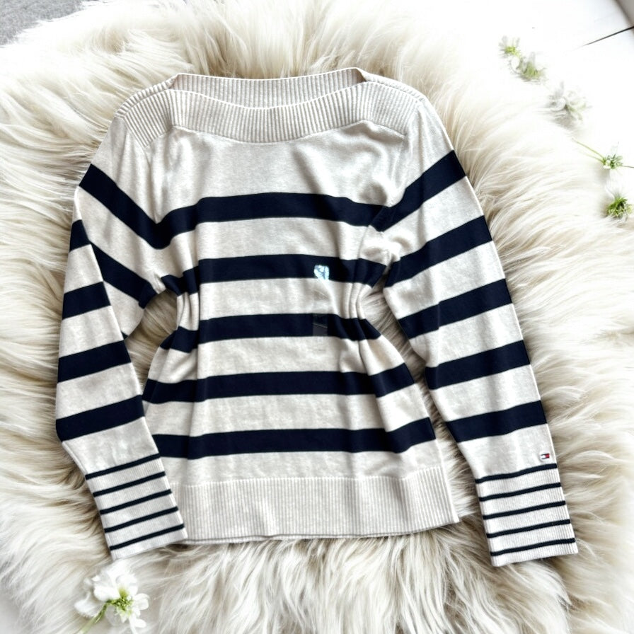 Sueter Tommy H arena líneas azul marino