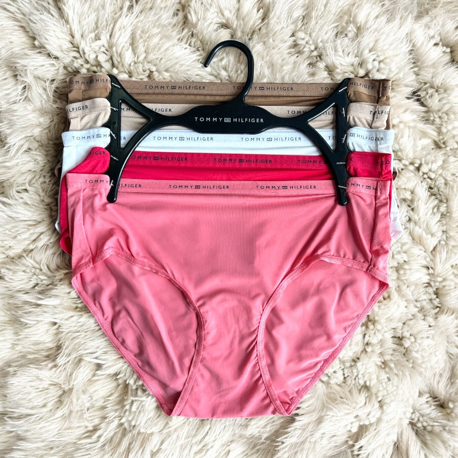 Panties Tommy H varios colores de tela delgada con letras en resorte
