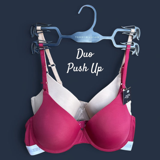 Brasier Tommy H vino y nude con resorte blanco 2pzs