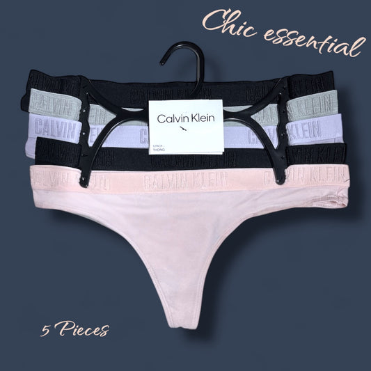 Tangas Calvin k varios colores, letras bordadas en resorte 5 pzs