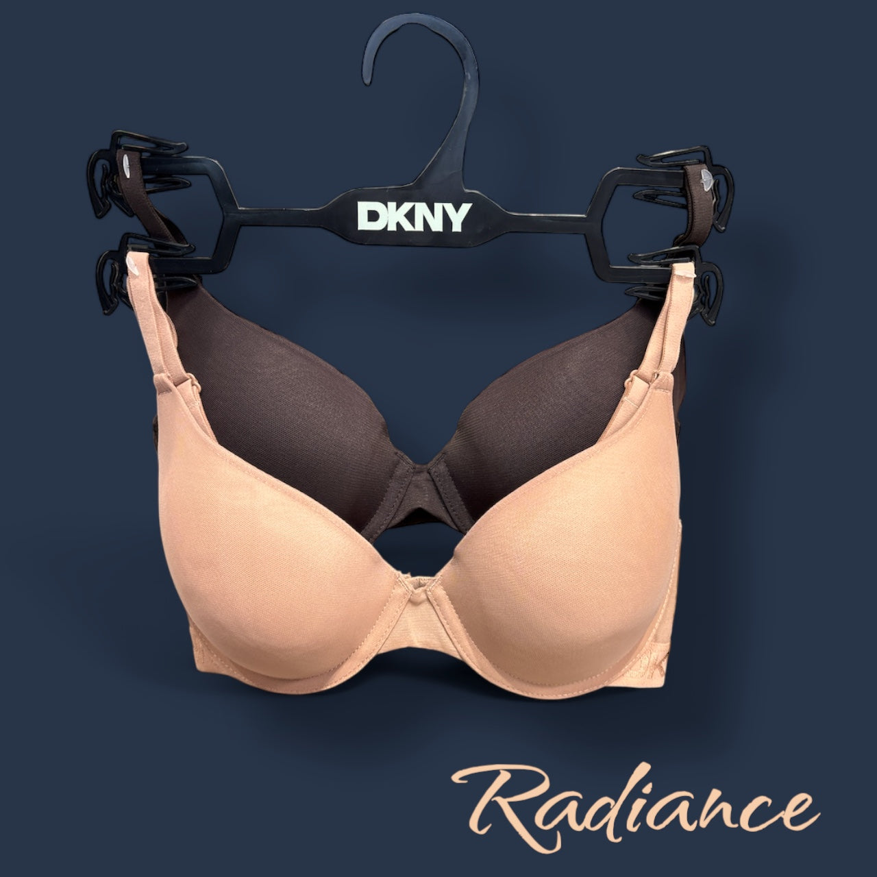 Brasier DKNY nude, café, transparencia atrás y resorte grabado 2pzs