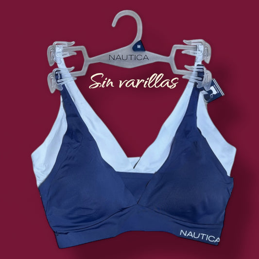 Top náutica azul marino y gris, corte u ve sin varillas 2 pzs
