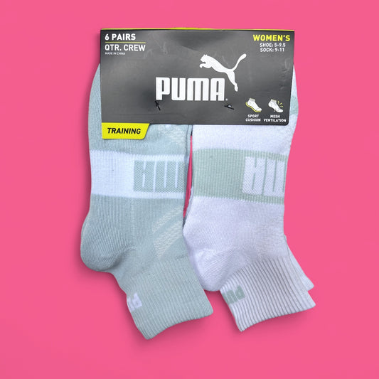 Calcetas Puma, blanco, gris y azul, 6 pares