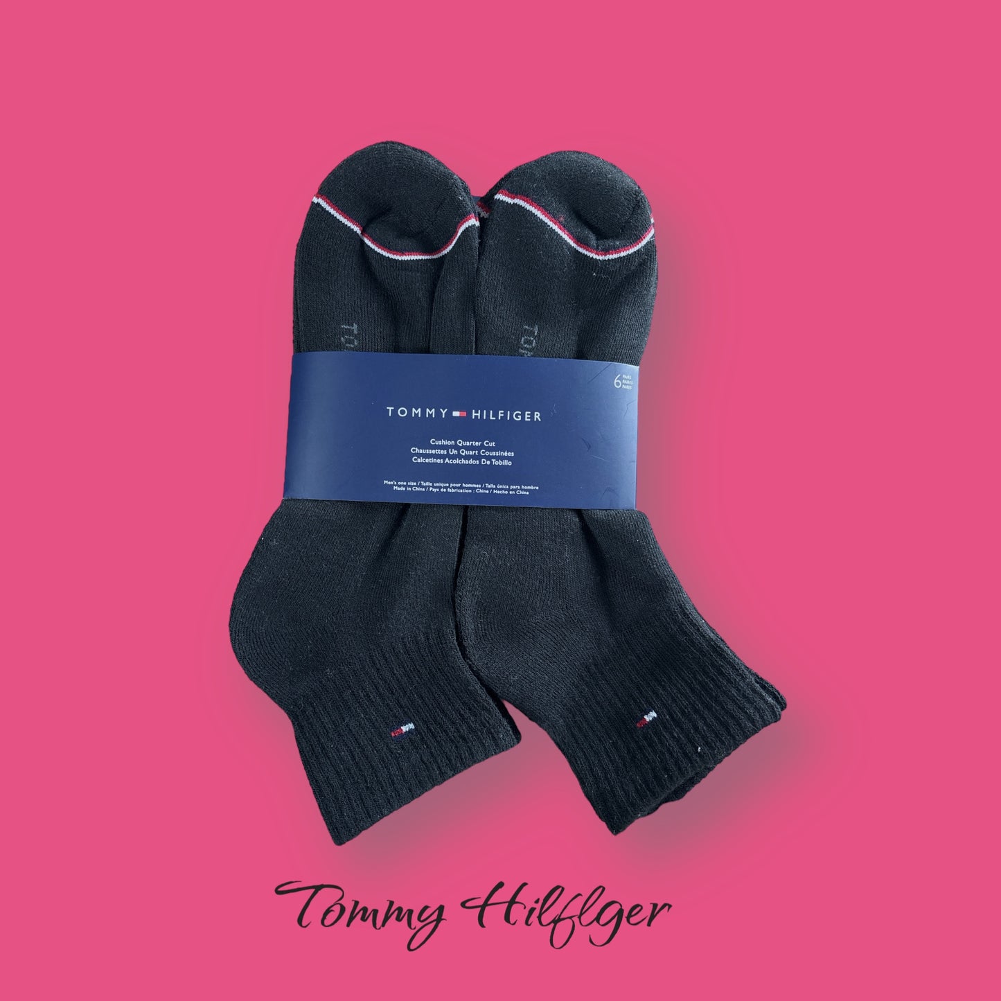 Calcetas Tommy H negras con bandera en frente