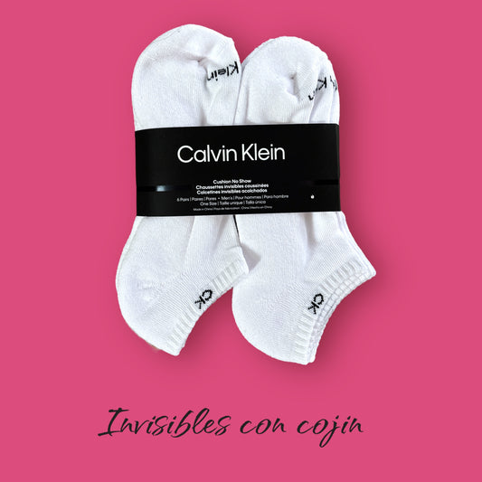 Tines calvin k, blancos con letras pequeñas , tobillo y frente