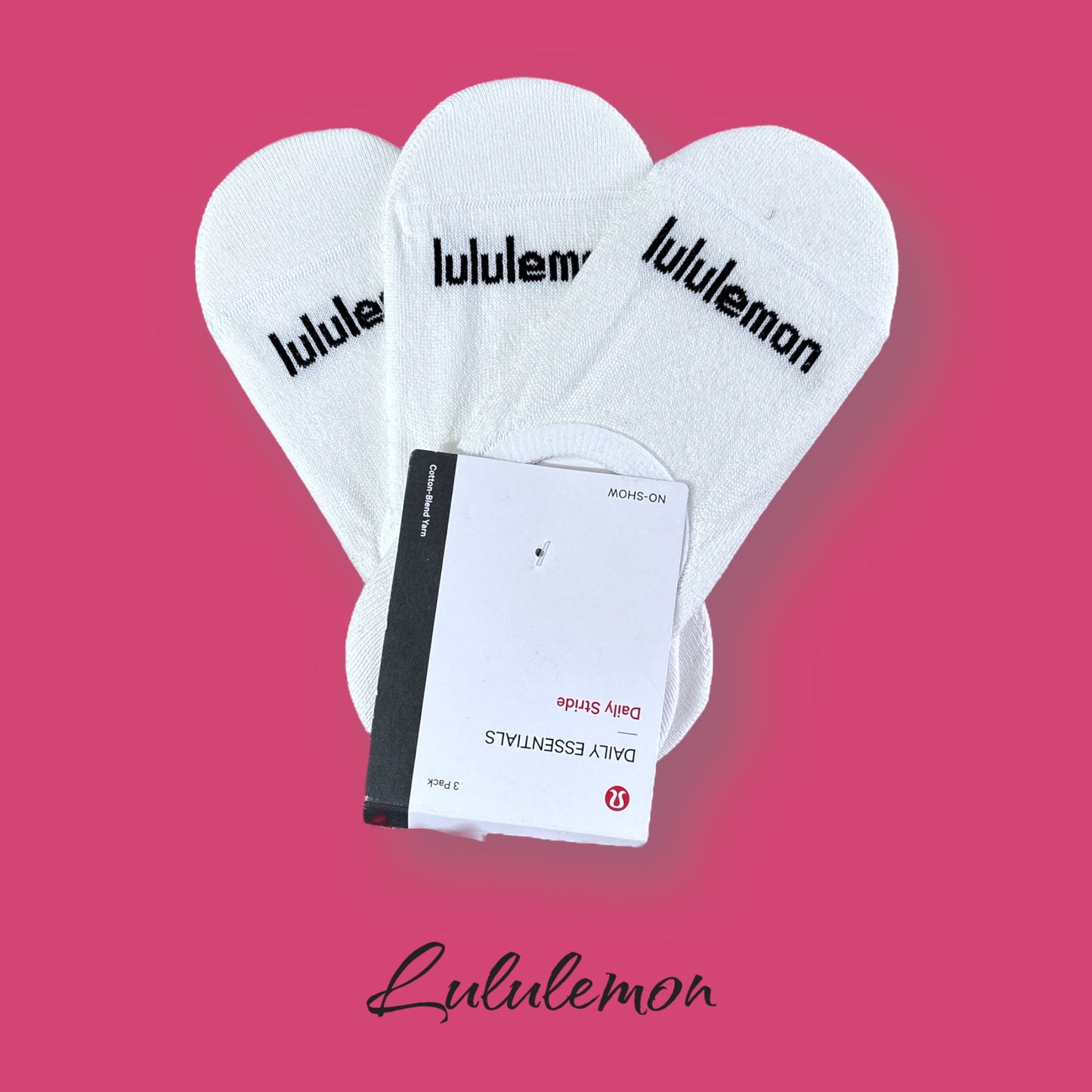 Protectores Lululemon, blancos, letras negras