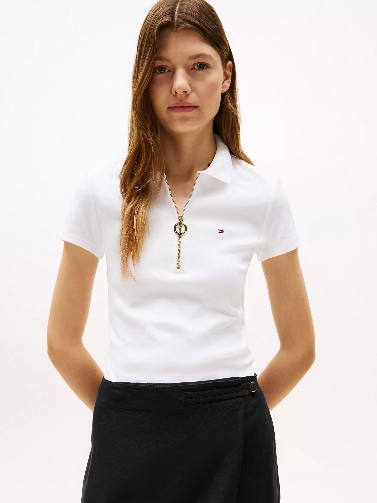 Playera Tommy H blanca cuello polo