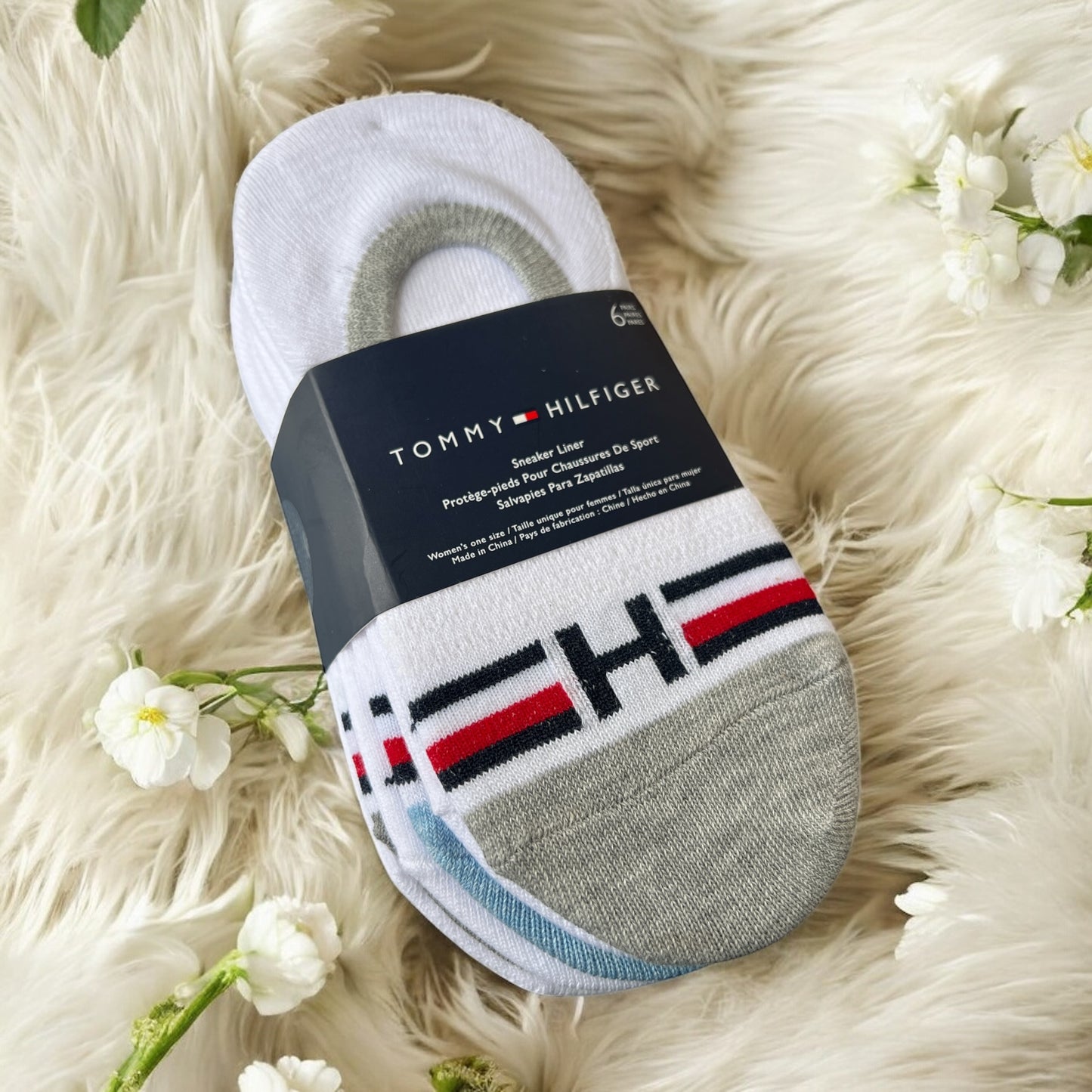 Protectores Tommy H blancos con letra H y líneas