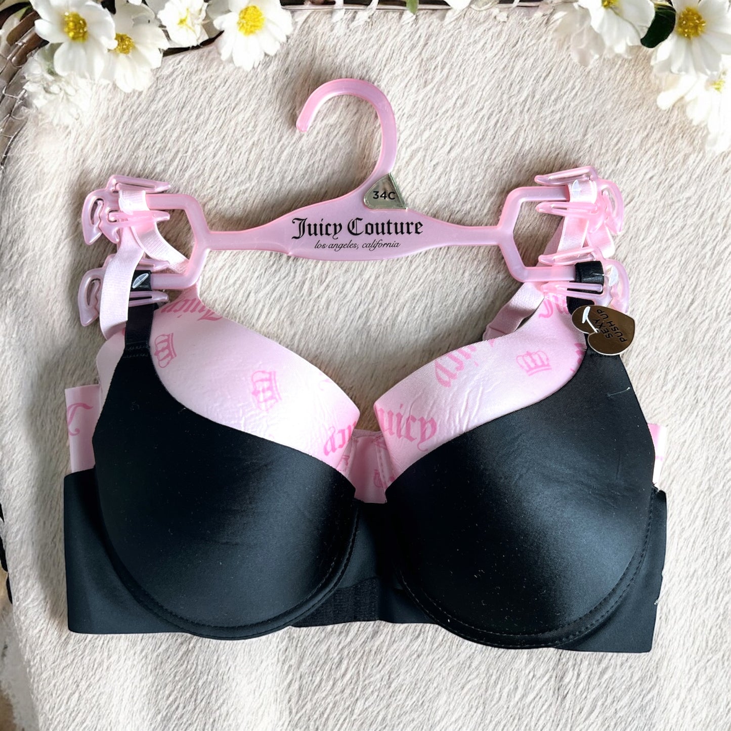 Brasier Juicy C negro y rosa con push up