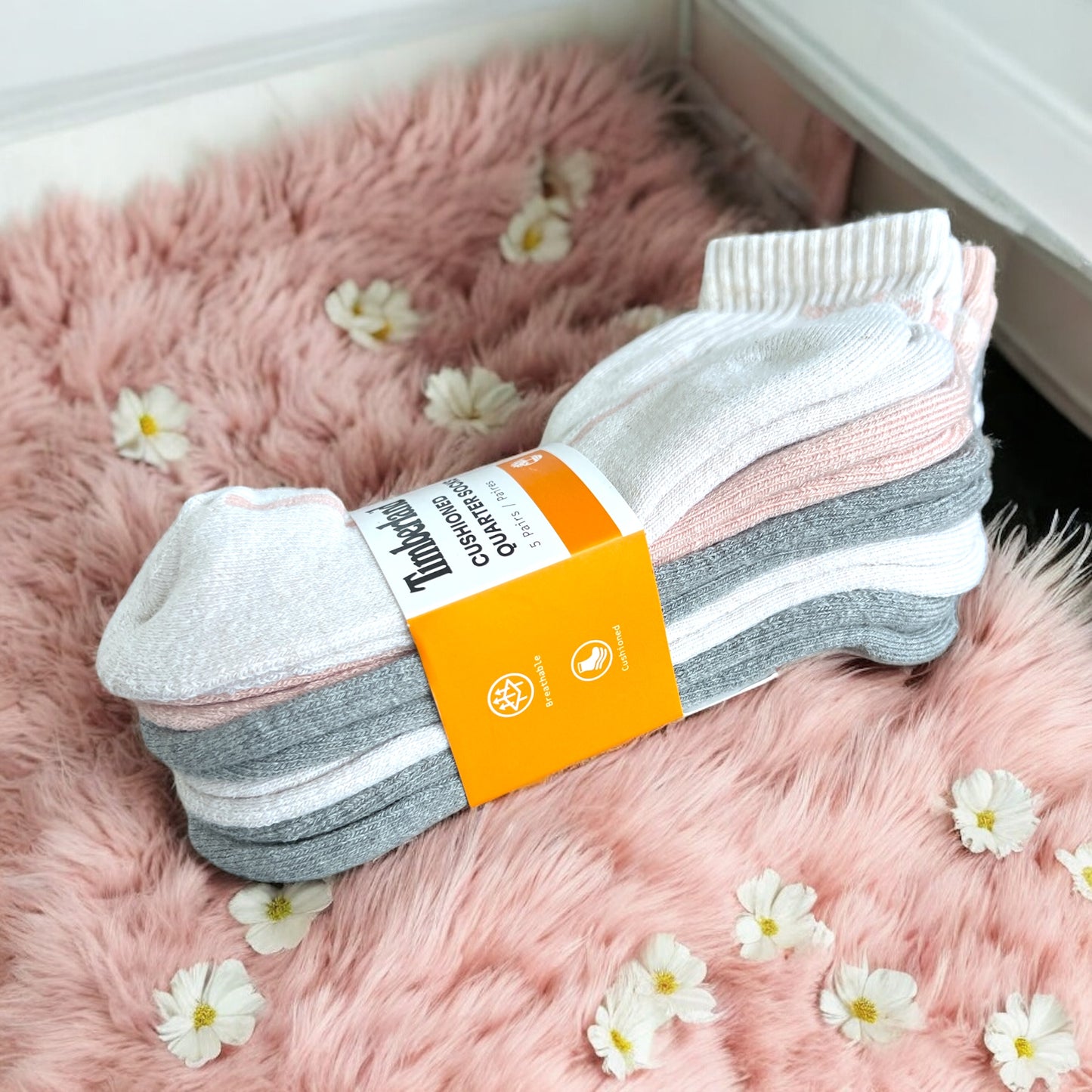 Calcetas Timberland rosa, palo de rosa y gris