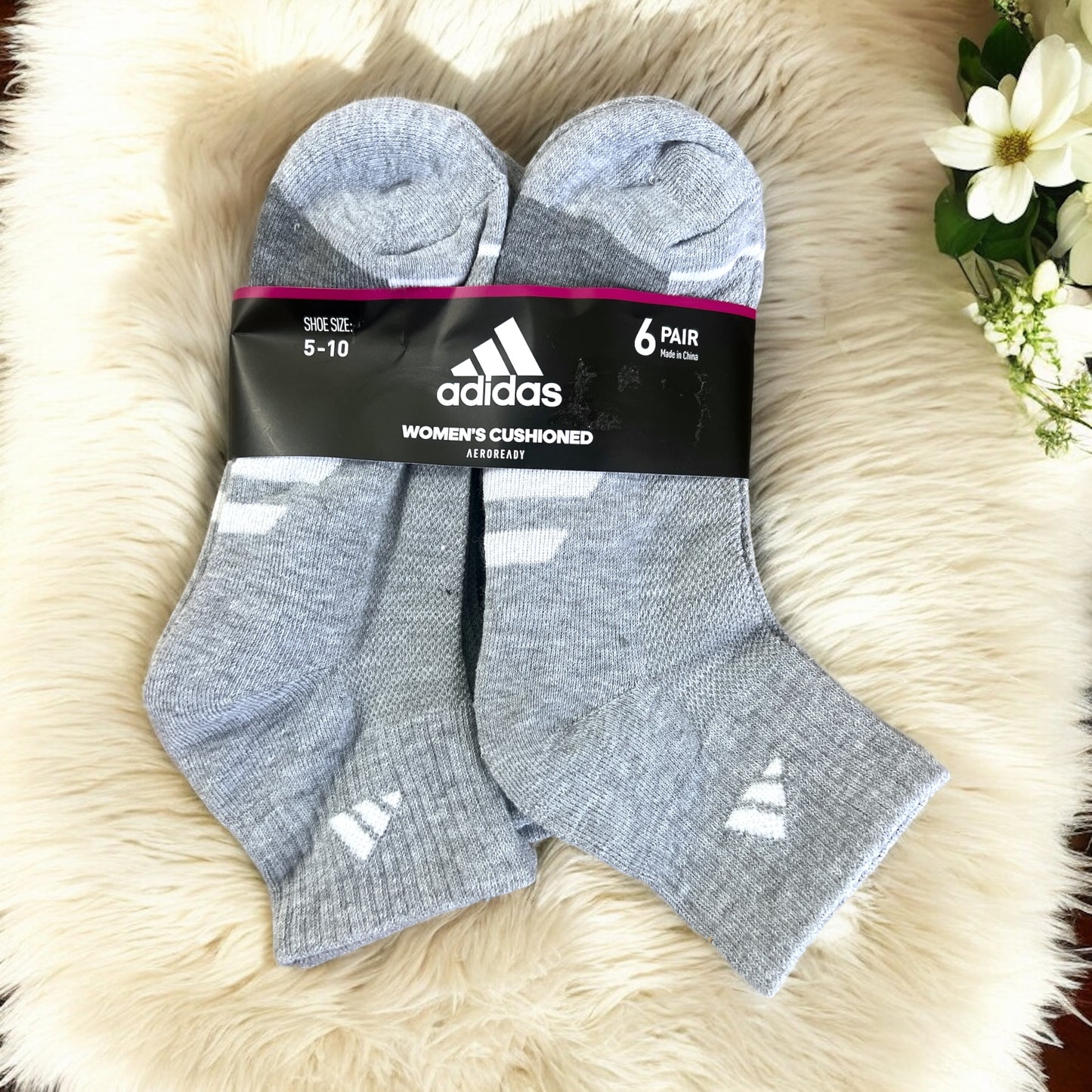 Calcetas Adidas gris con logo blanco 6 pares