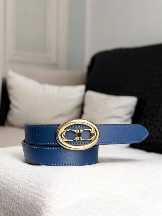 Cinturón Coach azul/camel reversible