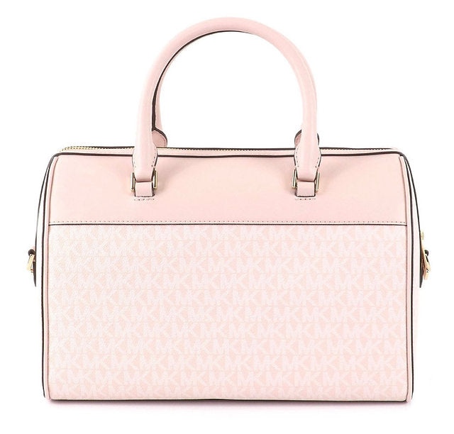Crossbody Michael K Travel rosa con monogram y detalles dorados