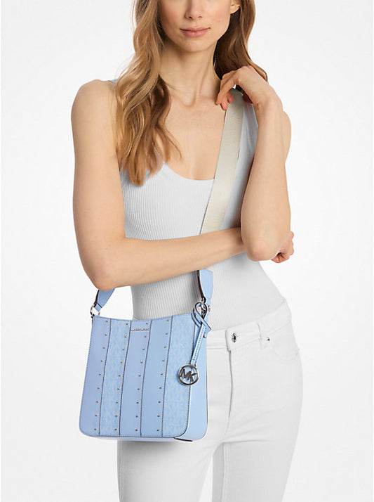 Crossbody Jet Set Small Studded Michael K, azul con estoperoles