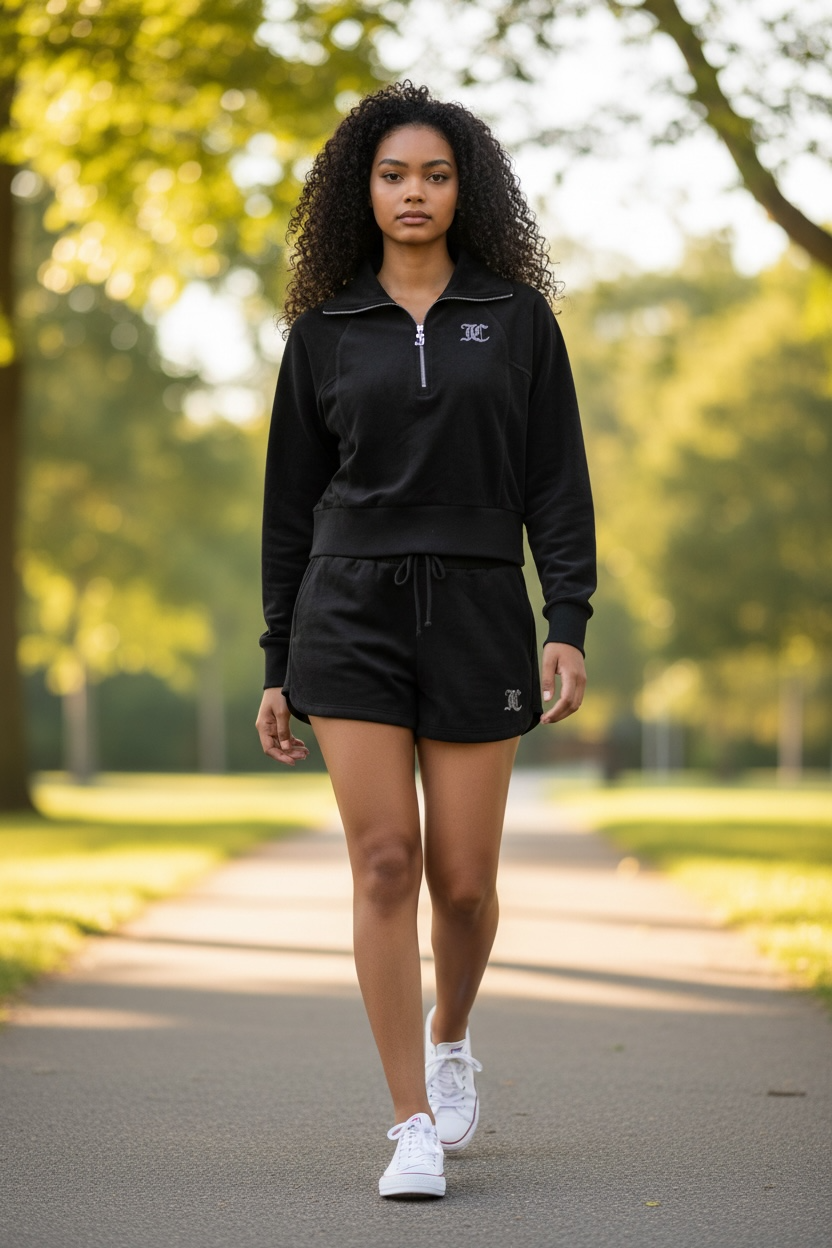Conjunto Deportivo Juicy C negro con brillos