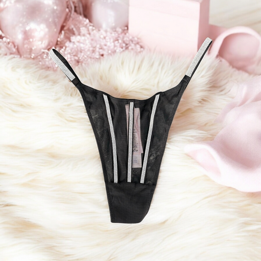 Tanga Victoria’s S negra/brillos