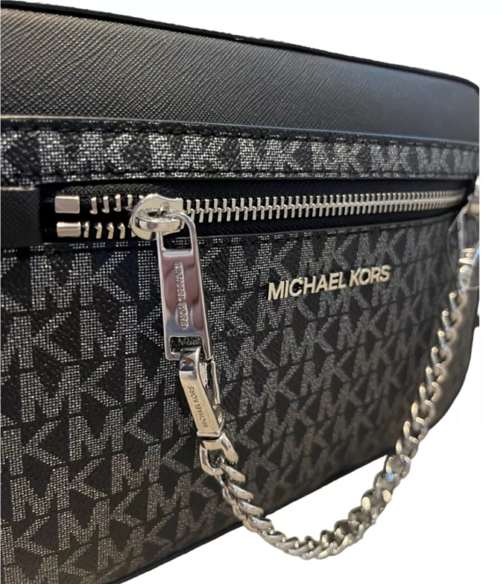 Crossbody michael k monogram negro con cadena