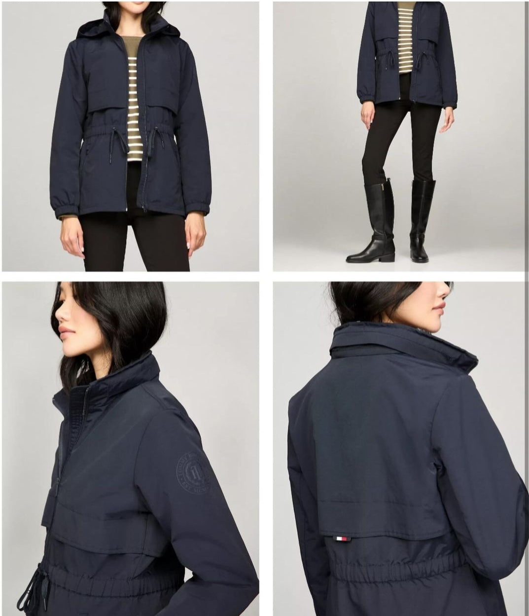 Rompevientos Tommy H azul marino con ajuste en la cintura