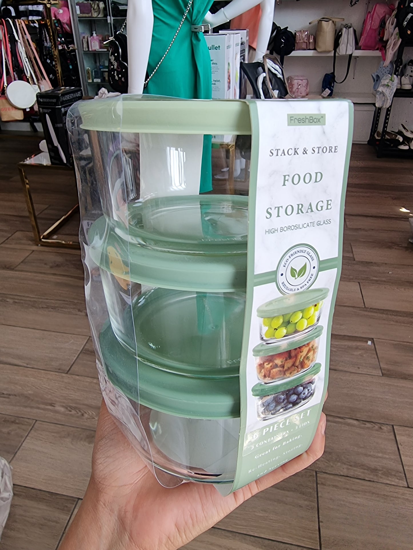 Refractarios food Storage redondos verdes