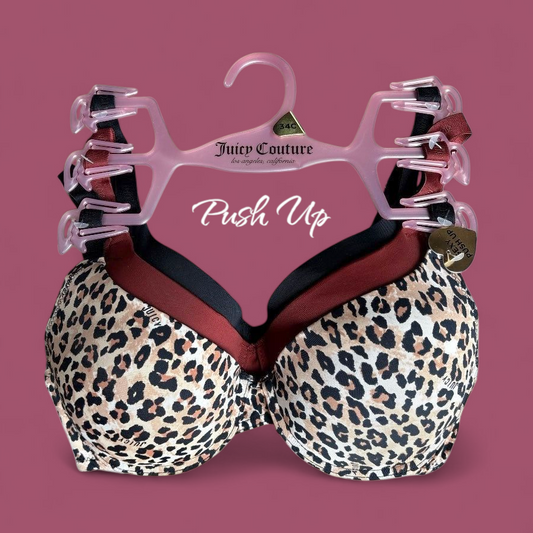 Brasier Juicy C animal print, marrón y negro y letras grabadas en tirantes