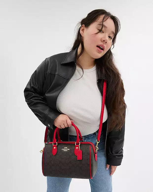 Crossbody Coach cafe/rojo