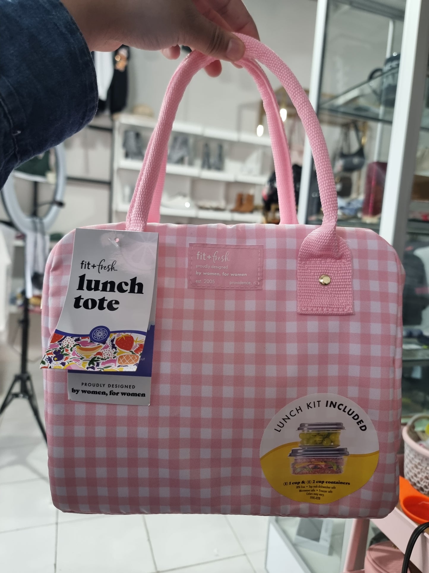 Lonchera Fit+fresh rosa con blanco