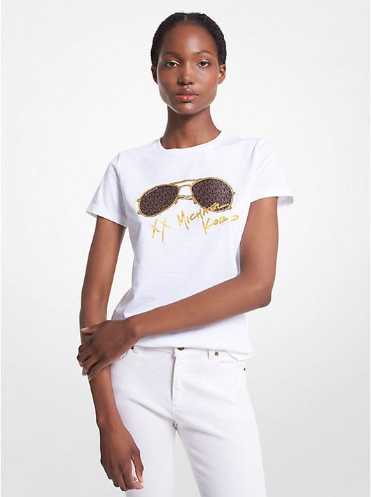 Playera Michael K  blanca con lentes