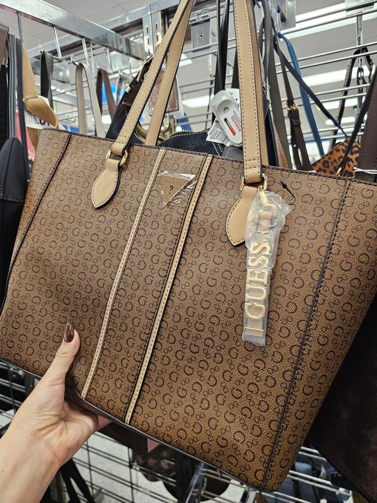 Tote Guess camel con monogram