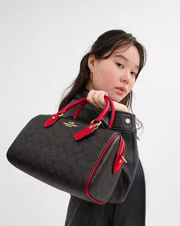 Crossbody Coach cafe/rojo