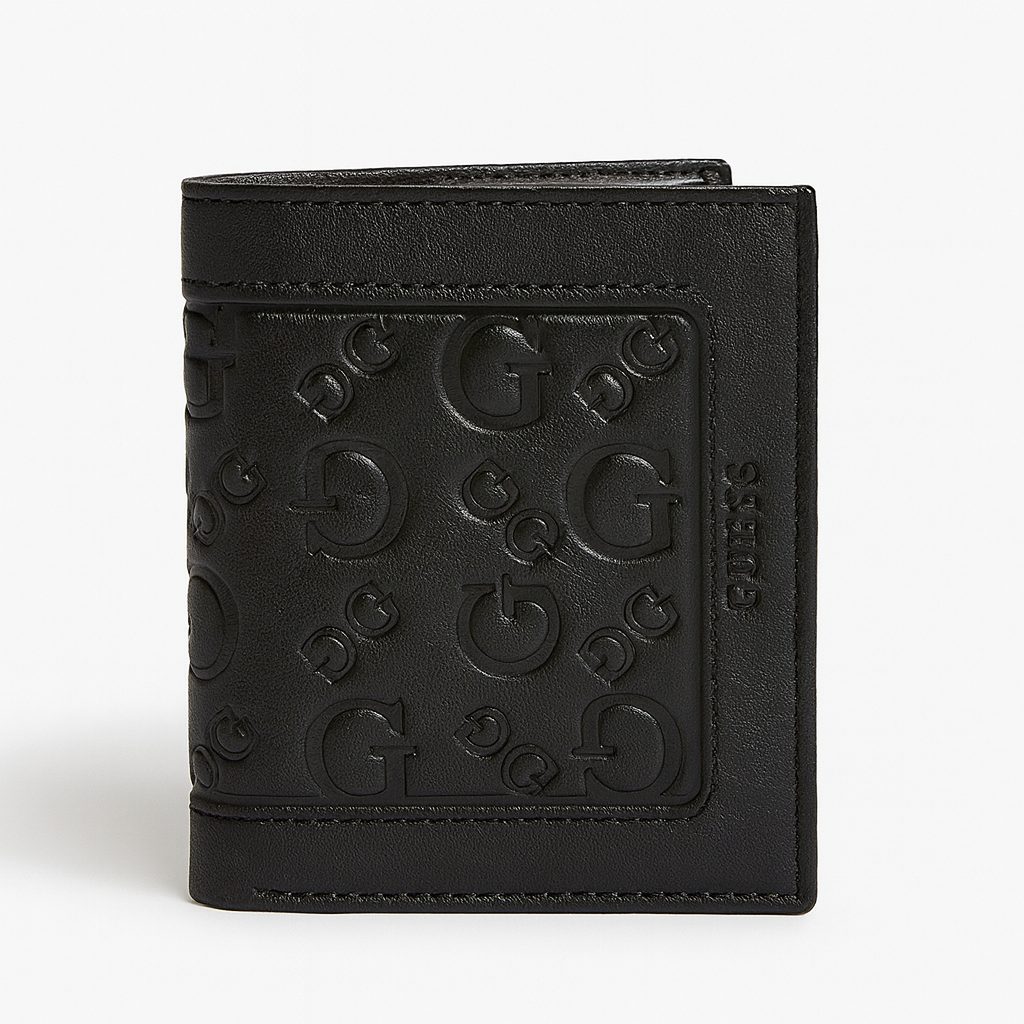 Cartera Guess negra monogram con estuche