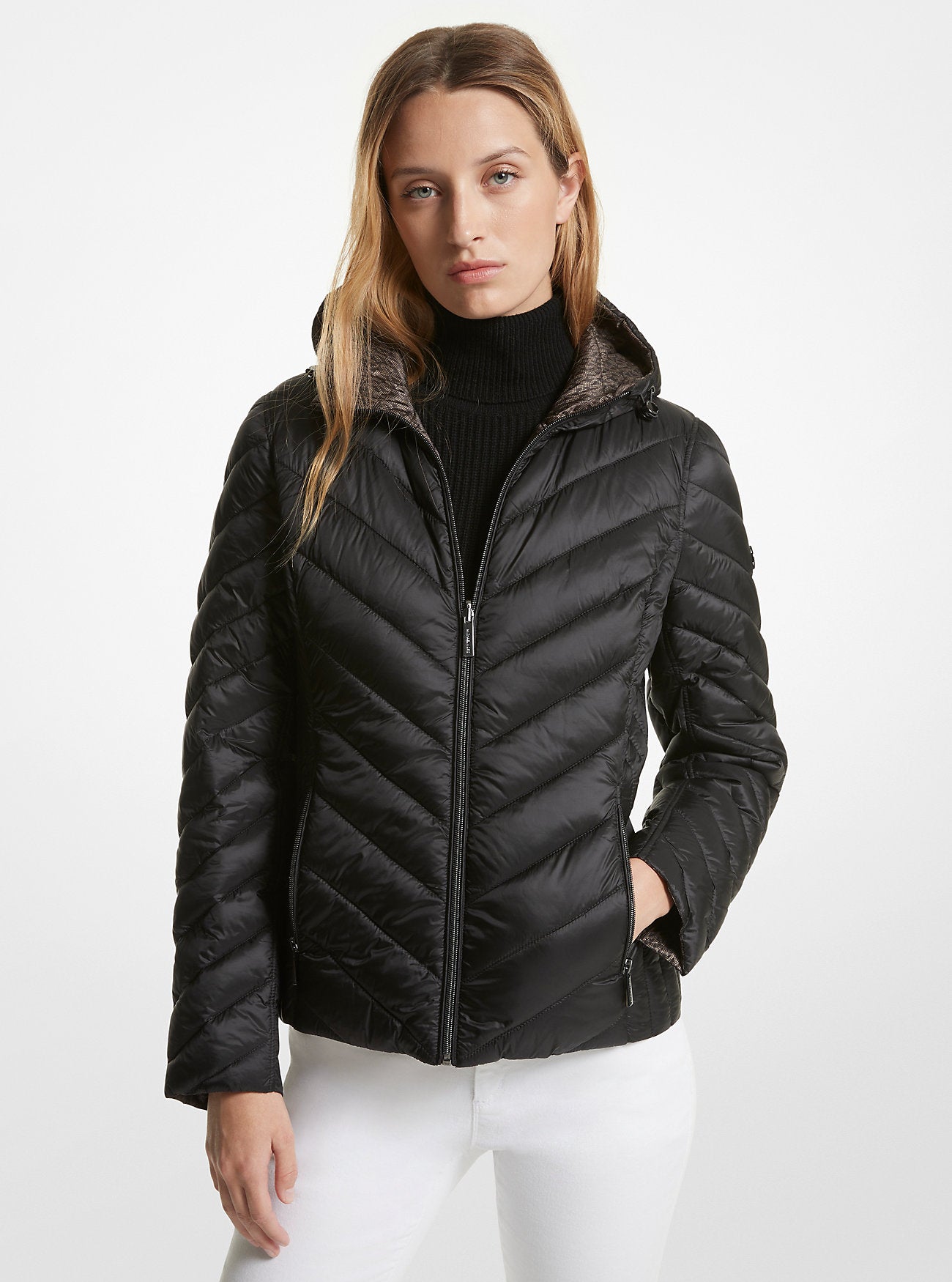 Chamarra Michael K negra/cafe reversible Quilted Nylon Signature