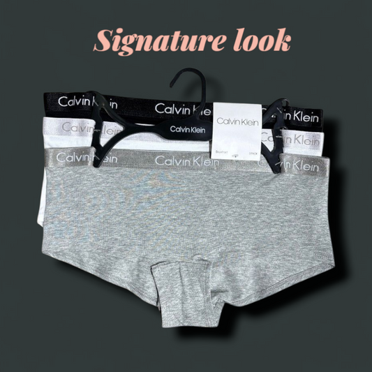 Boxer Calvin k gris, blanco y negro, letras en resorte