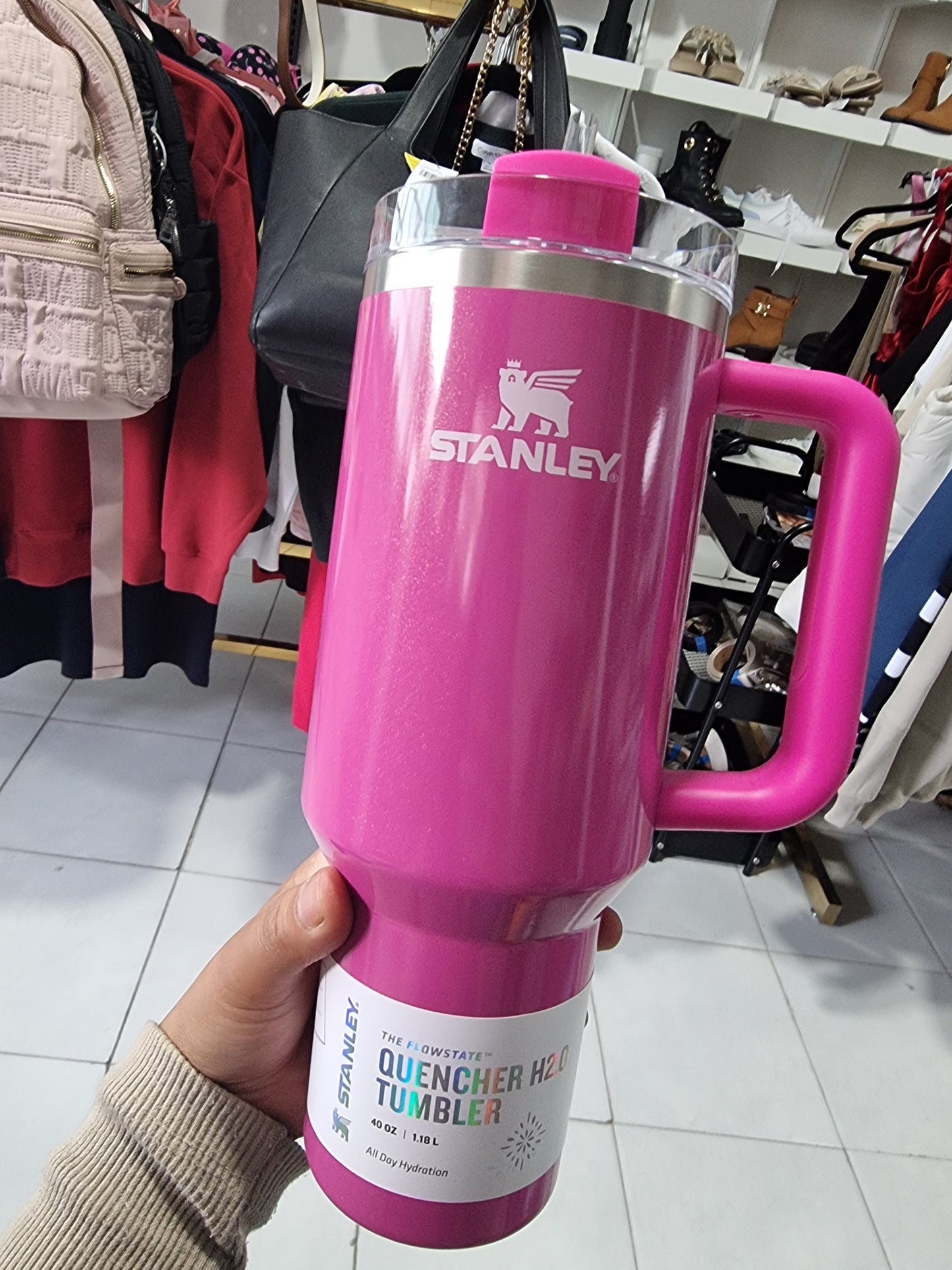 Termo Stanley rosa de brillos