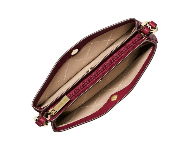 Crossbody Michael K cereza con 3 compartimentos