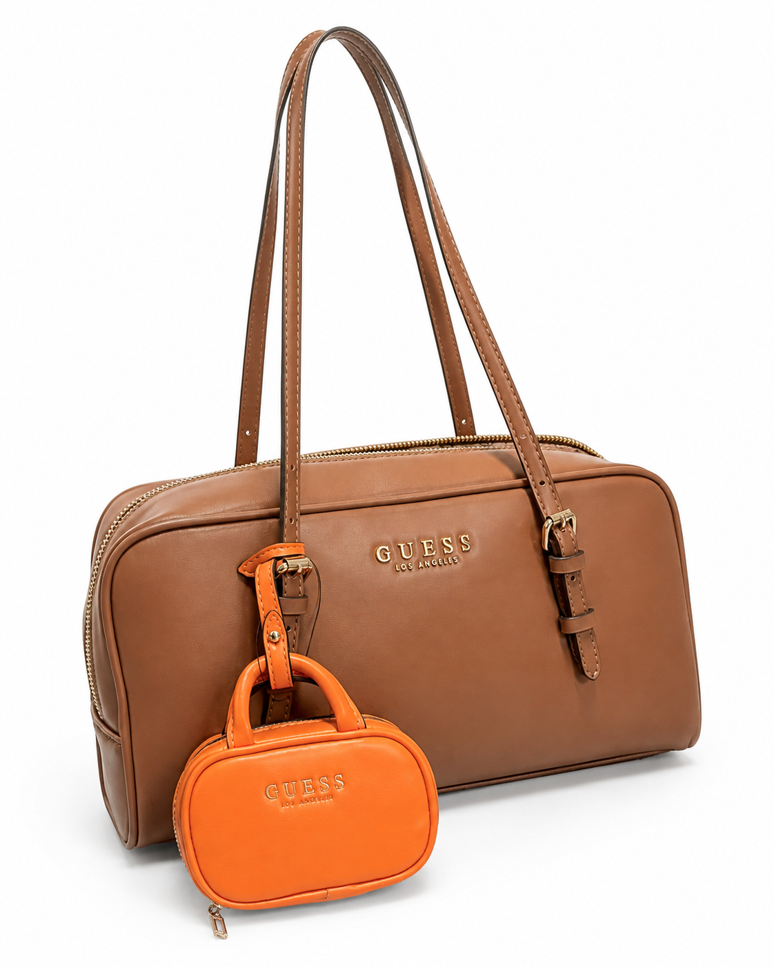 Shoulder Bag Guess camel con mini monedero naranja