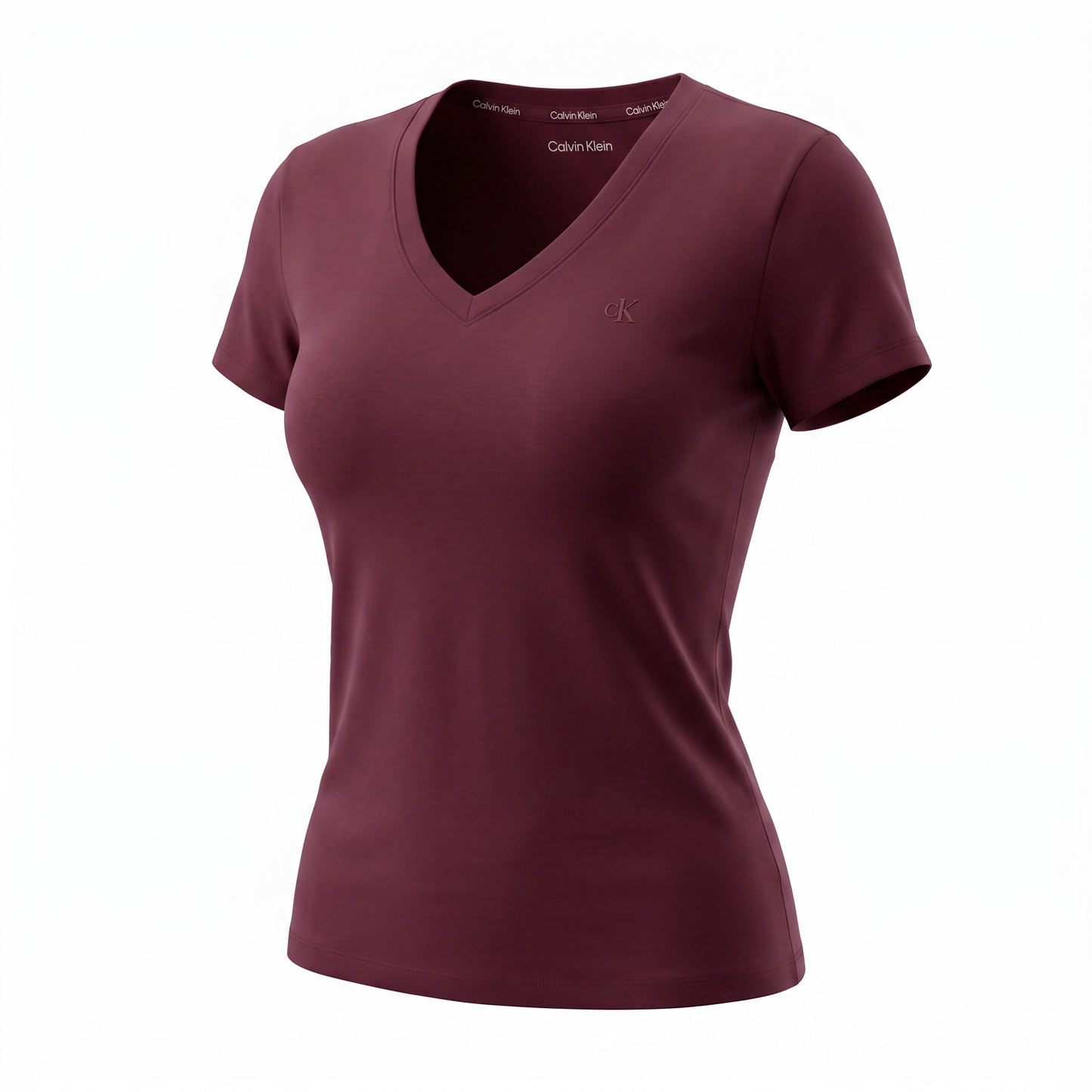 Playera Calvin k  guinda cuello V