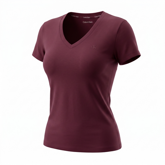 Playera Calvin k  guinda cuello V