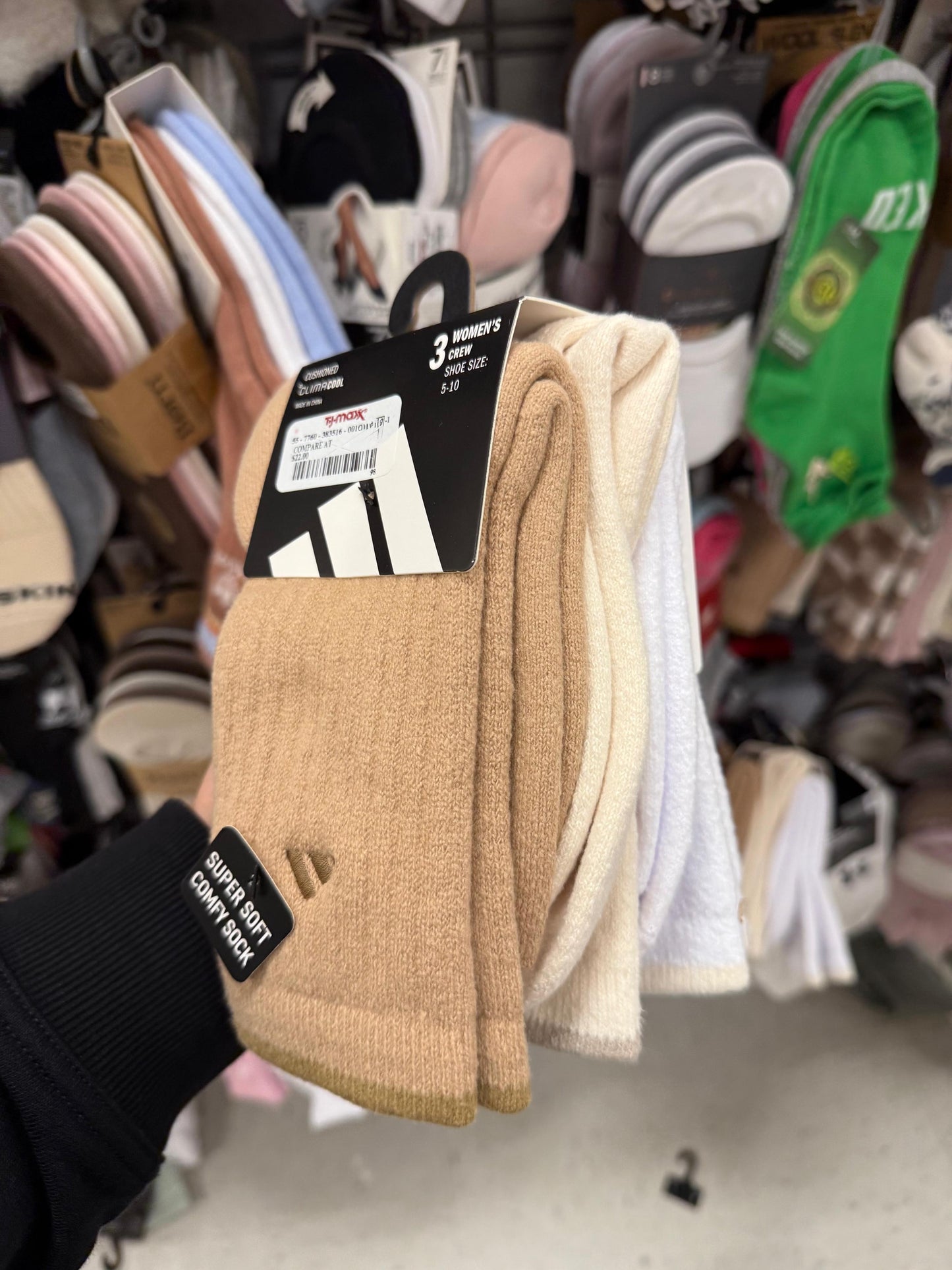 Calcetas Adidas camel, crema y blanco gruesas