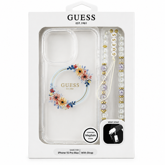 Carcasa Guess Transparente con accesorios para iPhone 15 pro max