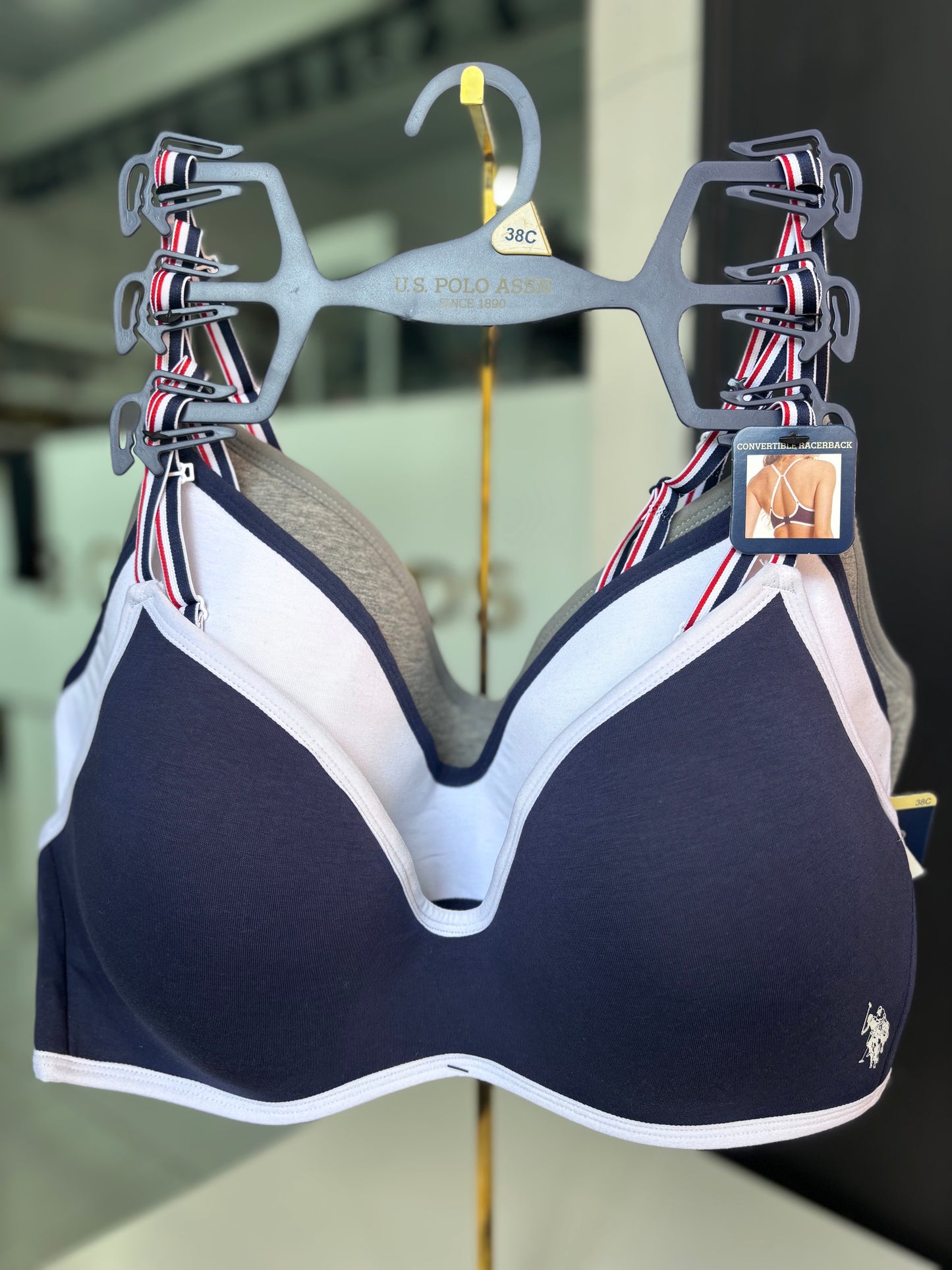 Brasier Polo 3 pz en colores azul, blanco y gris