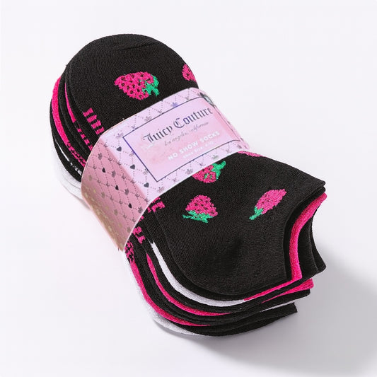 Tines Juicy C negro, fucsia y blanco con fresas y lisos 10 pares
