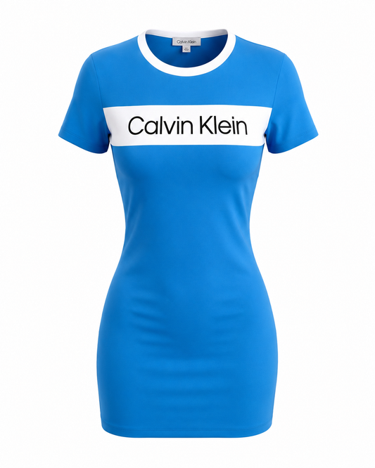Vestido Calvin k azul con letras negras