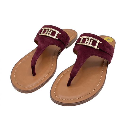 Sandalias rojas Tommy h logo dorado