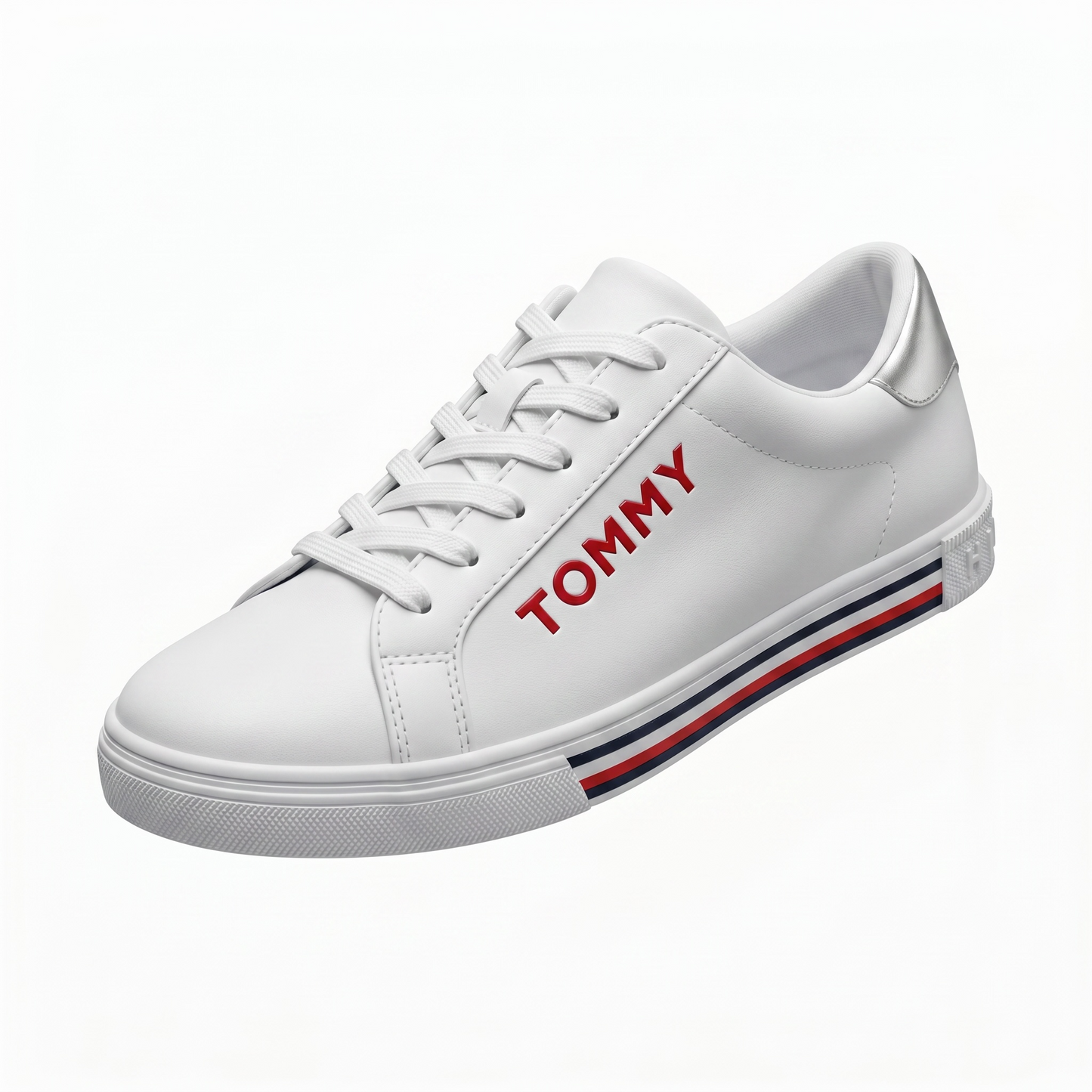 Tenis Tommy H blancos con letras rojas