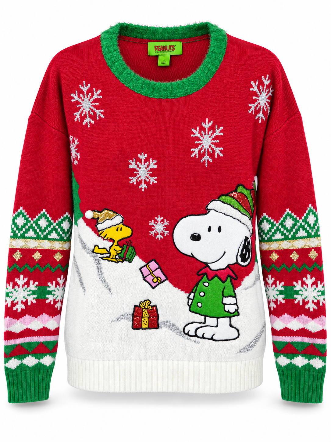 Suéter navideño de snoopy rojo L