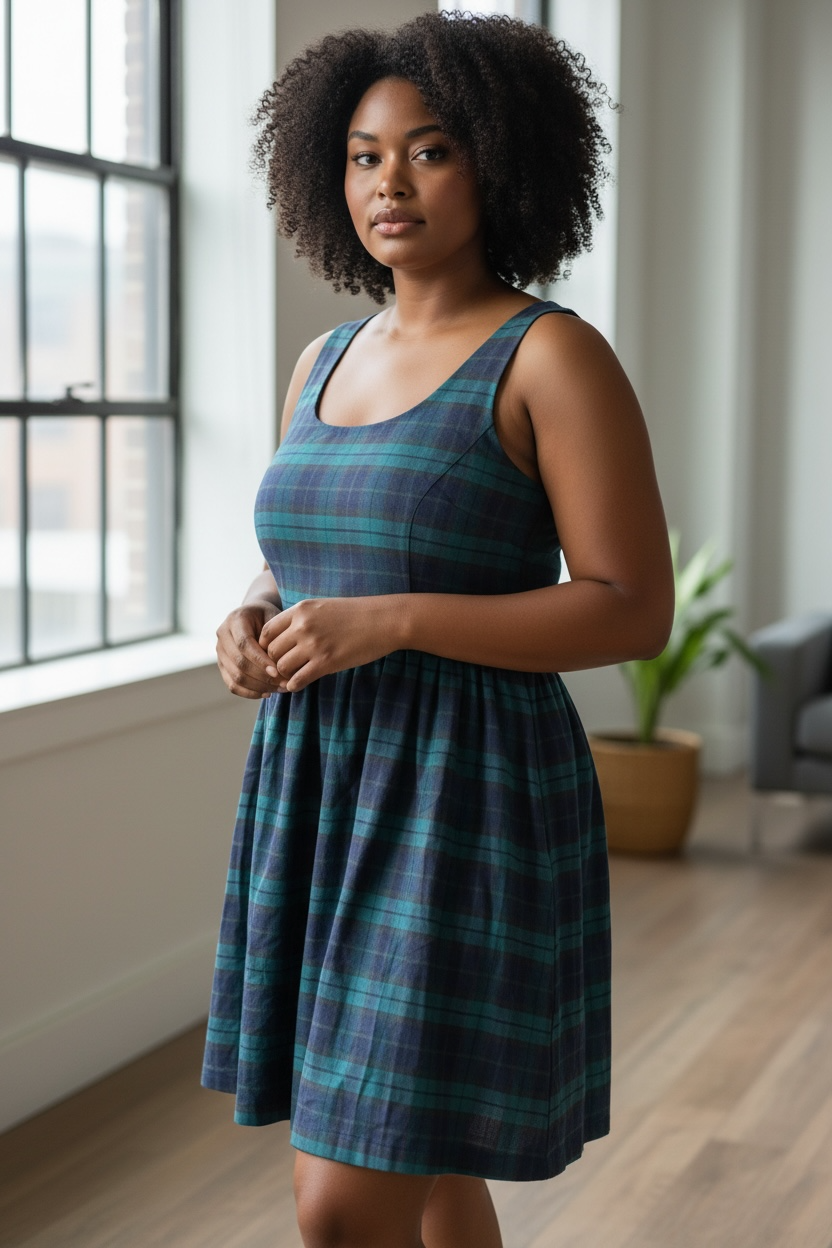 Vestido Avec Les Filles verde de cuadros